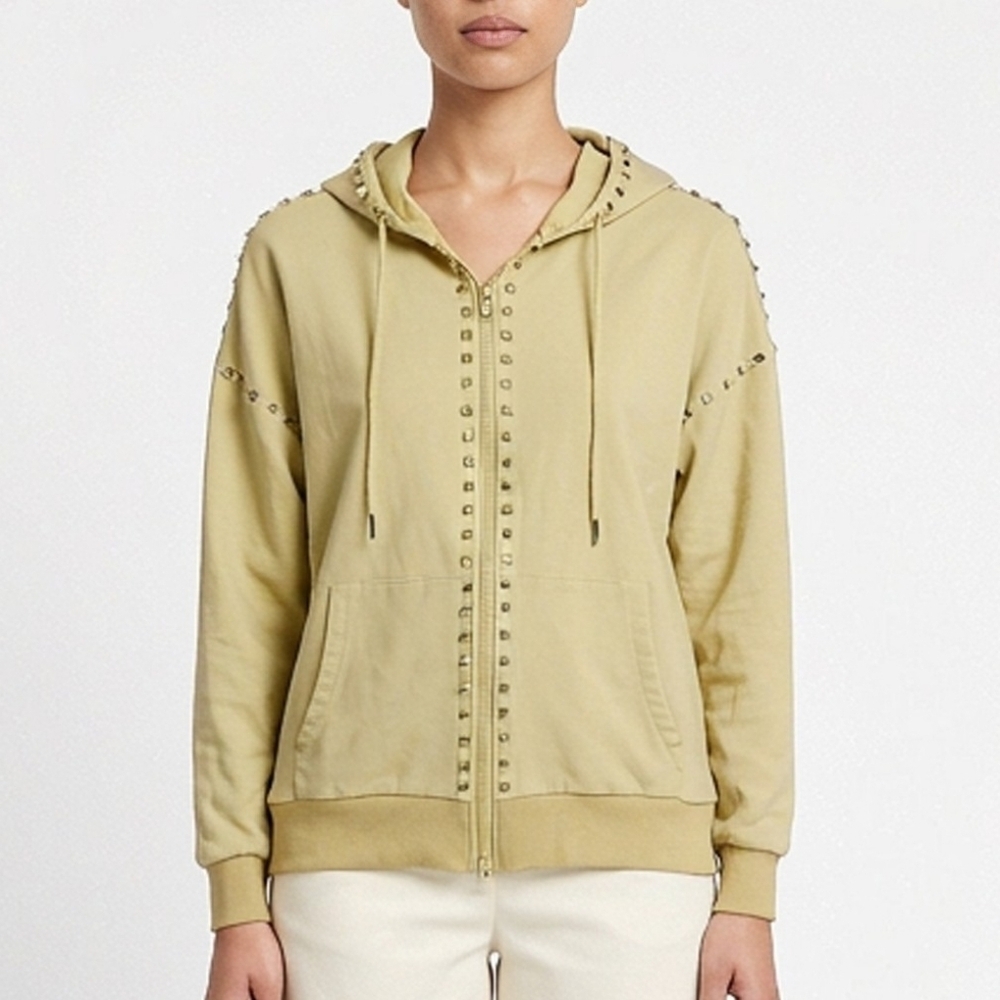BRIAN Bailey zip-up studded hoodie sweater top